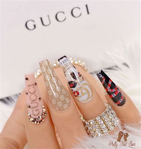 nails design gucci|Gucci style nails.